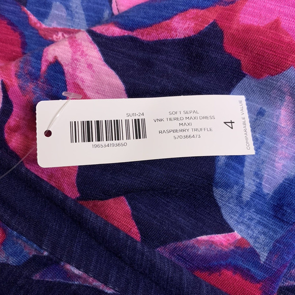 Chico's Dress Women's Size 4 (2X) Soft Sepal Tiered Maxi Raspberry Truffle NWT - Picture 5 of 7